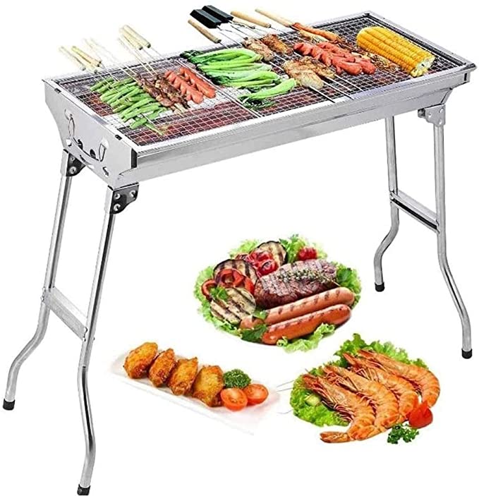 Cuisiland Portable Foldable Stainless Steel Charcoal BBQ Grill for Backyards, Parks, Patios, Campings, Outdoor Travels