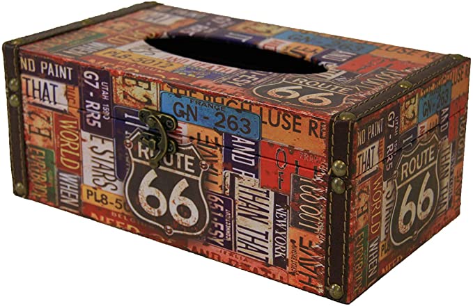 Route 66 License Plate Tissue Box