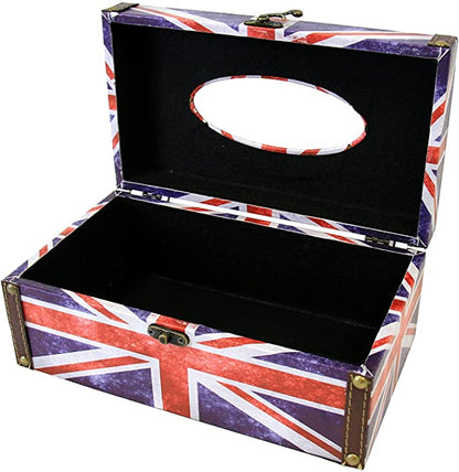 Wooden Retro British Union Jack Tissue Holder Box