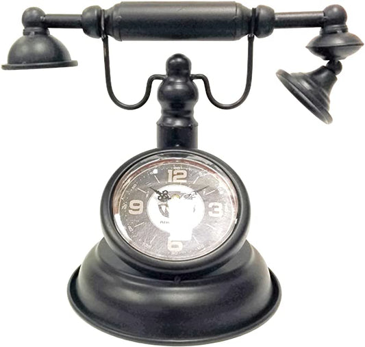 Vintage Antique Black Telephone Table Clock